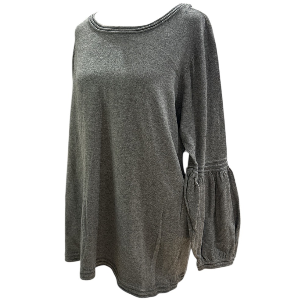 St Johns Bay Womens Gray Crew Neck Long Sleeve Bubble Sleeve Top XL